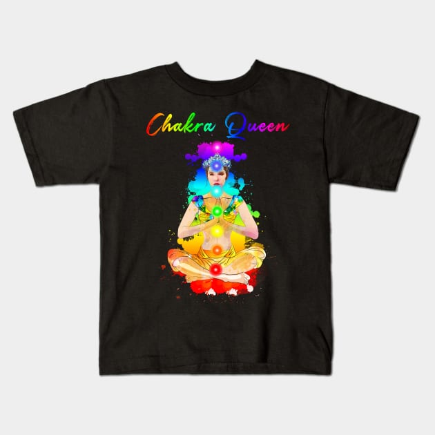 Chakra Queen Reiki Zen Meditation Spiritual Kids T-Shirt by Chakra Shine